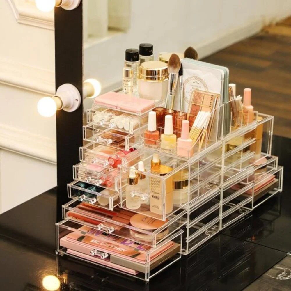Clear Makeup Organizer, 8-Drawer Stackable Vanity Storage for Skincare & More
